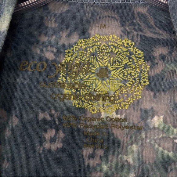 ECO YOGA organic cotton tie-dye blue floral burnout waterfall cardigan wrap M - Picture 4 of 10